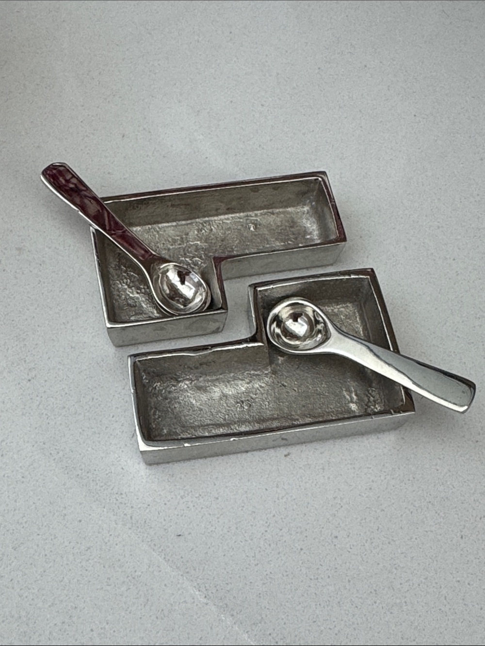Salt and pepper cellar - Silver tone metal Serving Dish Set